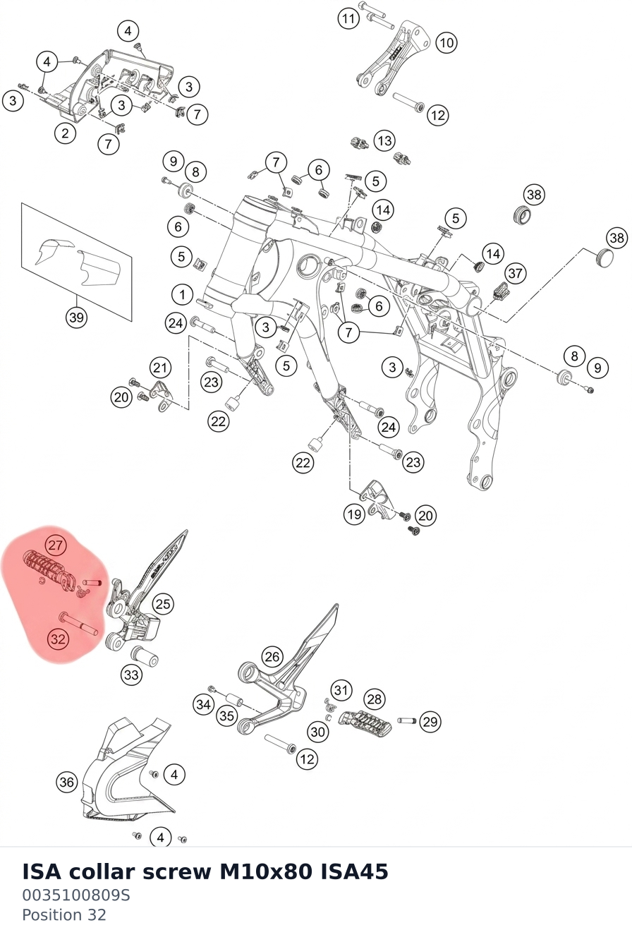 Diagram preview: ISA collar screw M10x80 ISA45 (0035100809S)