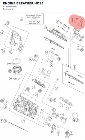 Diagram preview: ENGINE BREATHER HOSE (61930087000)