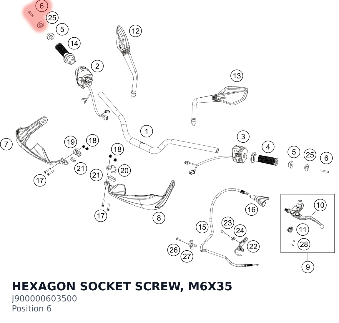 Diagram preview: HEXAGON SOCKET SCREW, M6X35 (J900000603500)