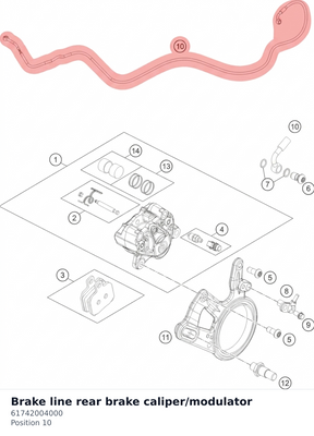Diagram preview: Brake line rear brake caliper/modulator (61742004000)