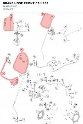 Diagram preview: BRAKE HOSE FRONT CALIPER (76542006000)