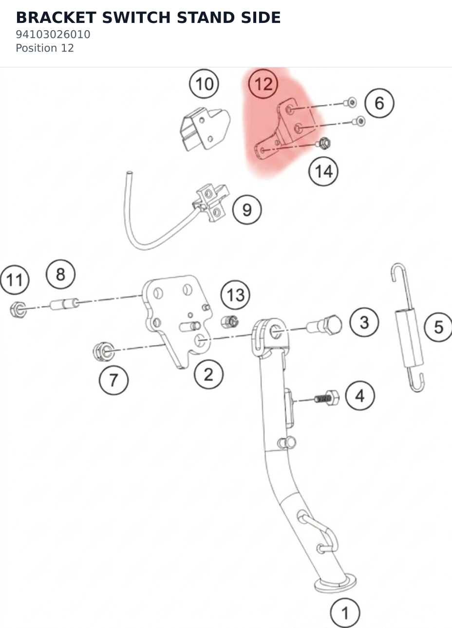 Diagram preview: BRACKET SWITCH STAND SIDE (94103026010)
