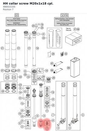 Diagram preview: HH collar screw M20x1x18 cpl. (48601533S)