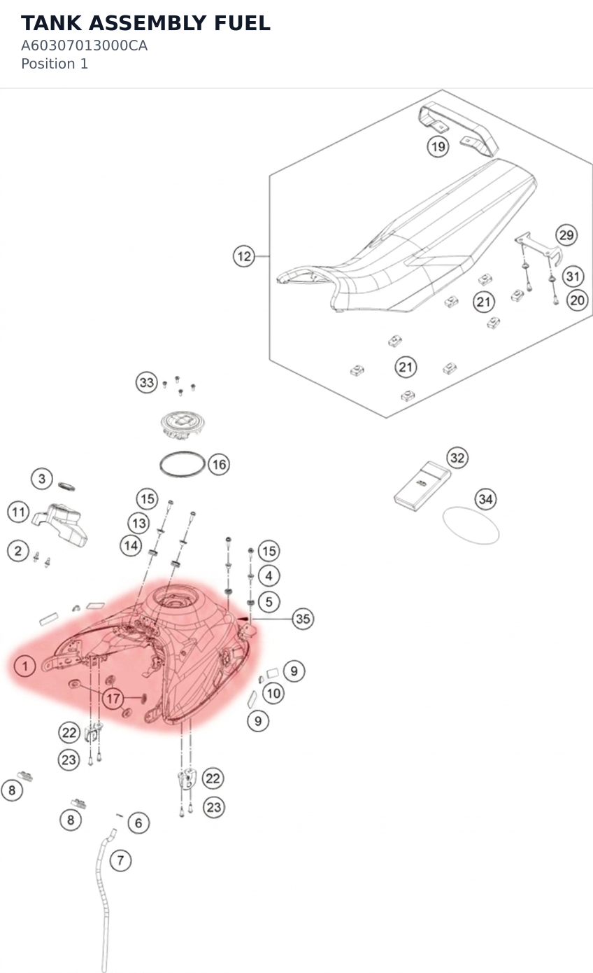 Diagram preview: TANK ASSEMBLY FUEL (A60307013000CA)