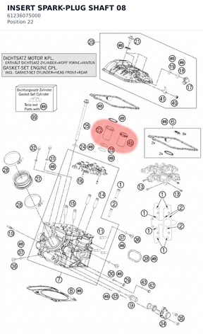 Diagram preview: INSERT SPARK-PLUG SHAFT     08 (61236075000)