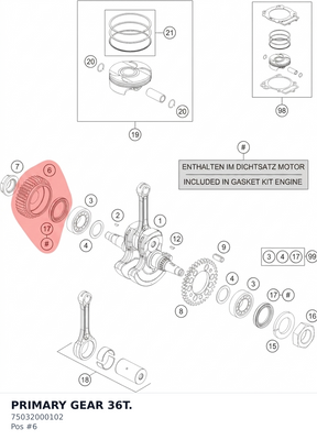Diagram preview: PRIMARY GEAR 36T. (75032000102)