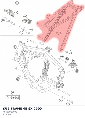 Diagram preview: SUB FRAME 65 SX           2009 (46203002000)
