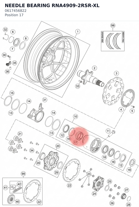 Diagram preview: NEEDLE BEARING RNA4909-2RSR-XL (0617456822)