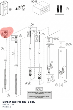 Diagram preview: Screw cap M51x1,5 cpl. (48600431E3)