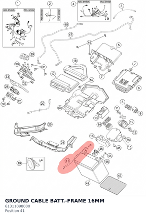 Diagram preview: GROUND CABLE BATT.-FRAME 16MM (61311098000)