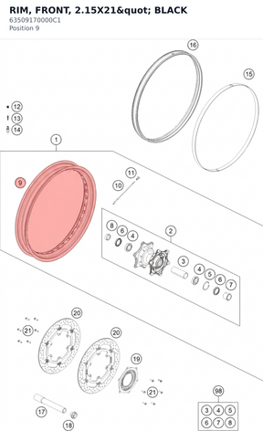 Diagram preview: RIM, FRONT, 2.15X21" BLACK (63509170000C1)