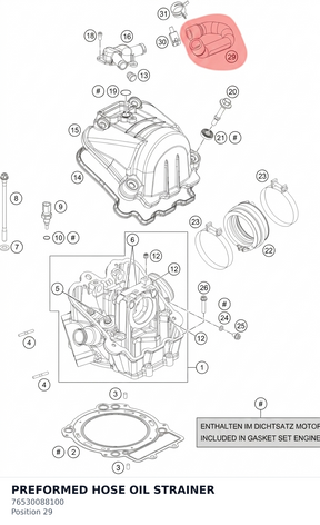 Diagram preview: PREFORMED HOSE  OIL STRAINER (76530088100)
