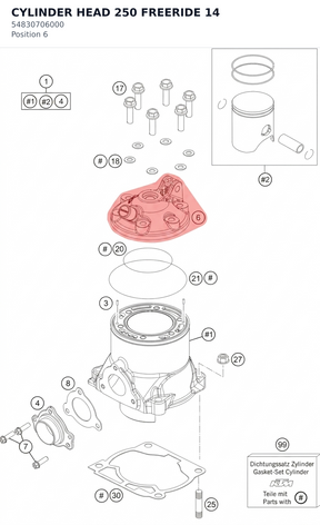 Diagram preview: CYLINDER HEAD 250 FREERIDE 14 (54830706000)