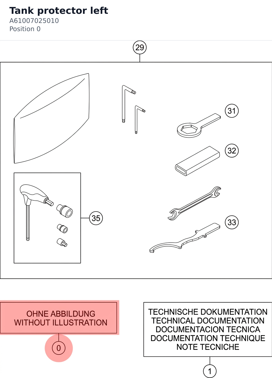 Diagram preview: Tank protector left (A61007025010)