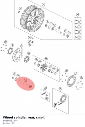 Diagram preview: Wheel spindle, rear, cmpl. (60310081244)