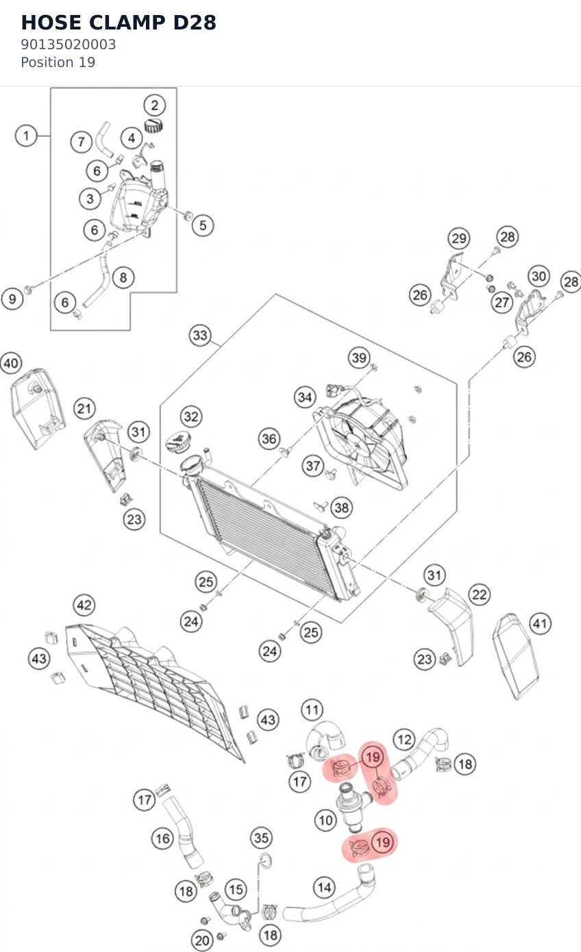 Diagram preview: HOSE CLAMP D28 (90135020003)