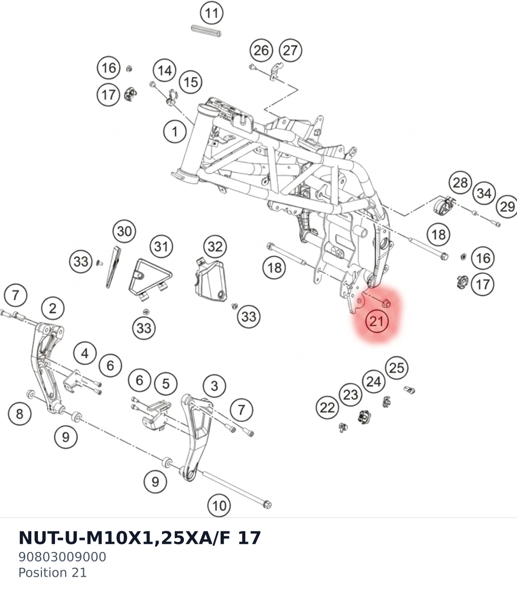 Diagram preview: NUT-U-M10X1,25XA/F 17 (90803009000)