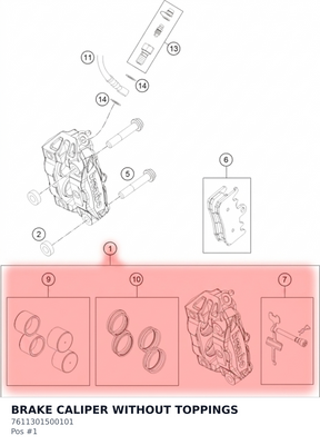 Diagram preview: BRAKE CALIPER WITHOUT TOPPINGS (7611301500101)