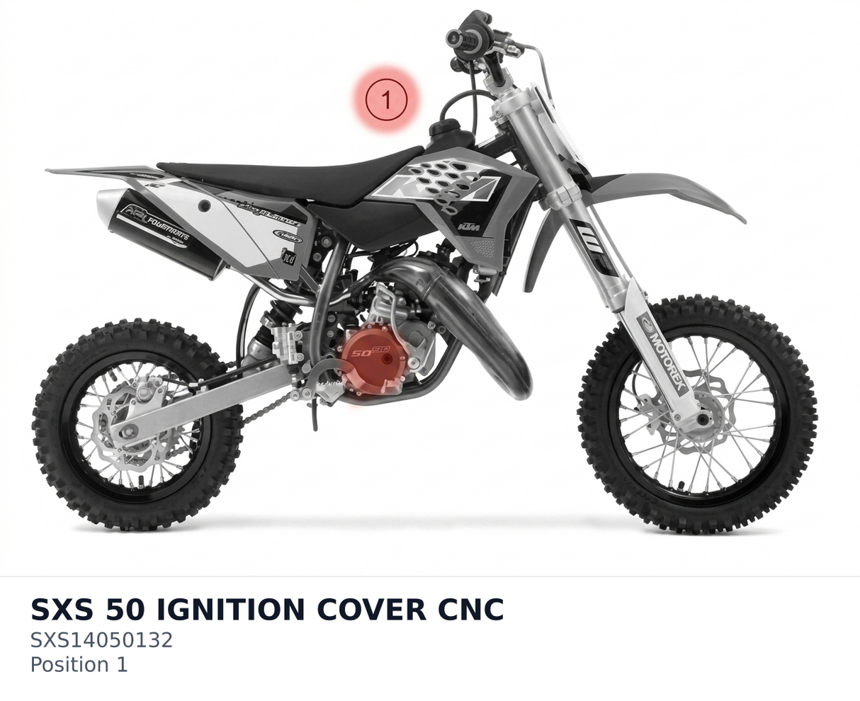 Diagram preview: SXS 50 IGNITION COVER CNC (SXS14050132)