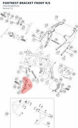 Diagram preview: FOOTREST BRACKET FRONT R/S (7600303900033S)