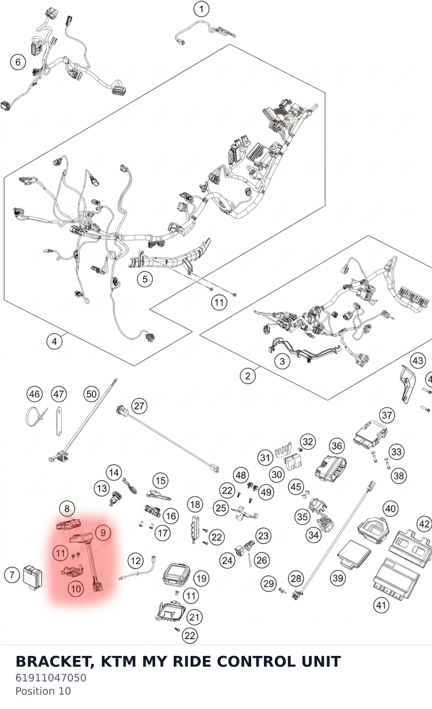 Diagram preview: BRACKET, KTM MY RIDE CONTROL UNIT (61911047050)