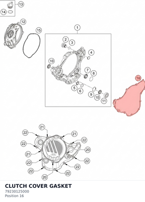 Diagram preview: CLUTCH COVER GASKET (79230125000)