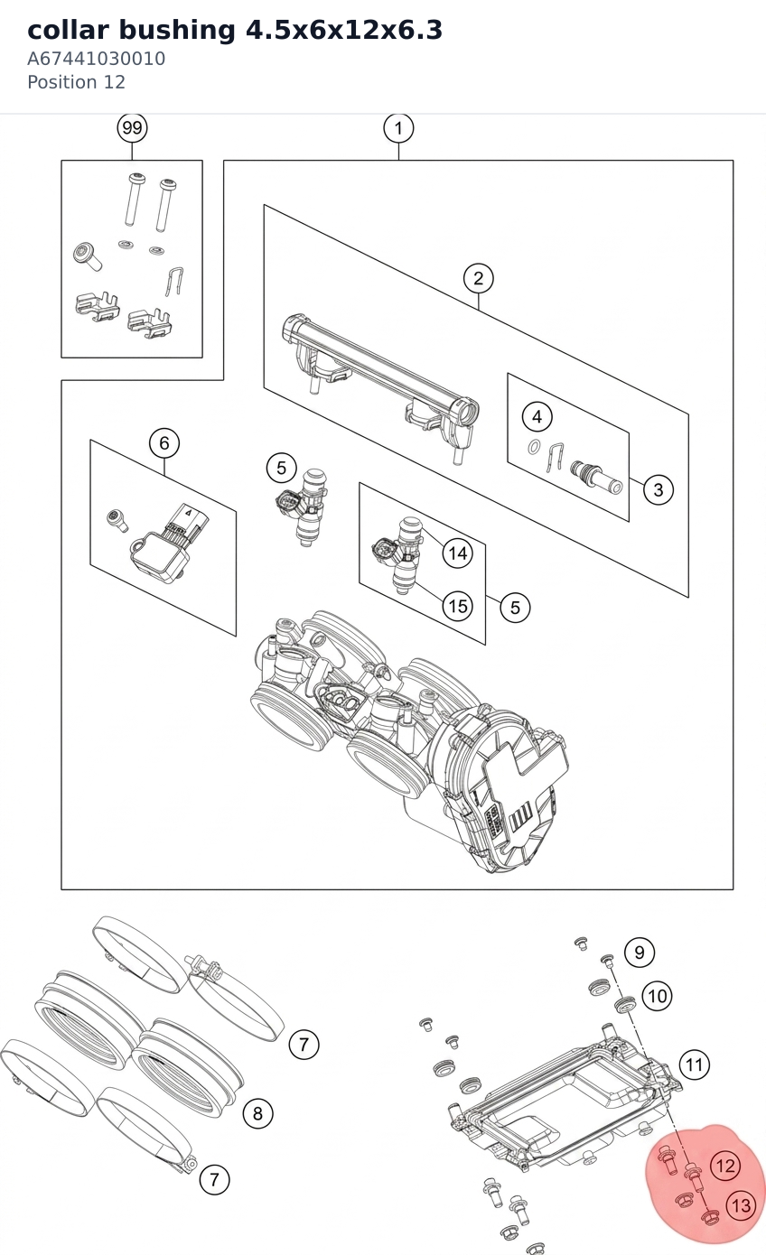 Diagram preview: collar bushing 4.5x6x12x6.3 (A67441030010)