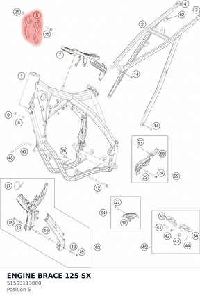 Diagram preview: ENGINE BRACE 125 SX (51503113000)