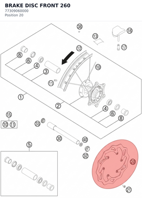 Diagram preview: BRAKE DISC FRONT 260 (77309060000)