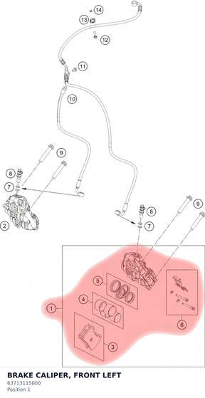 Diagram preview: BRAKE CALIPER, FRONT LEFT (63713115000)