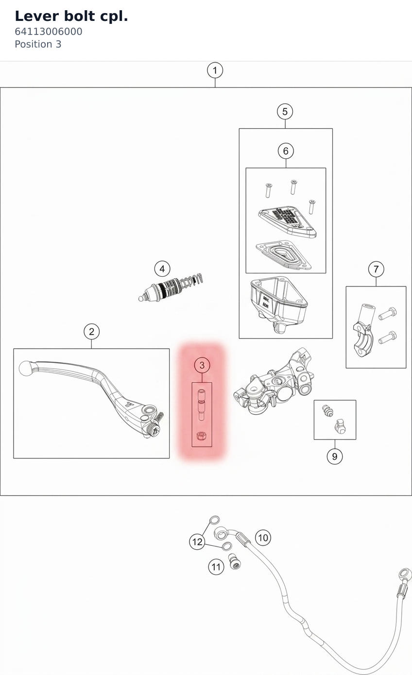 Diagram preview: Lever bolt cpl. (64113006000)