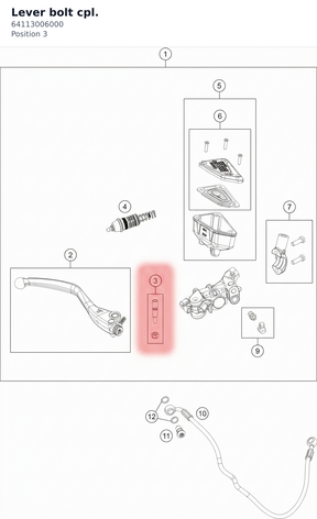 Diagram preview: Lever bolt cpl. (64113006000)