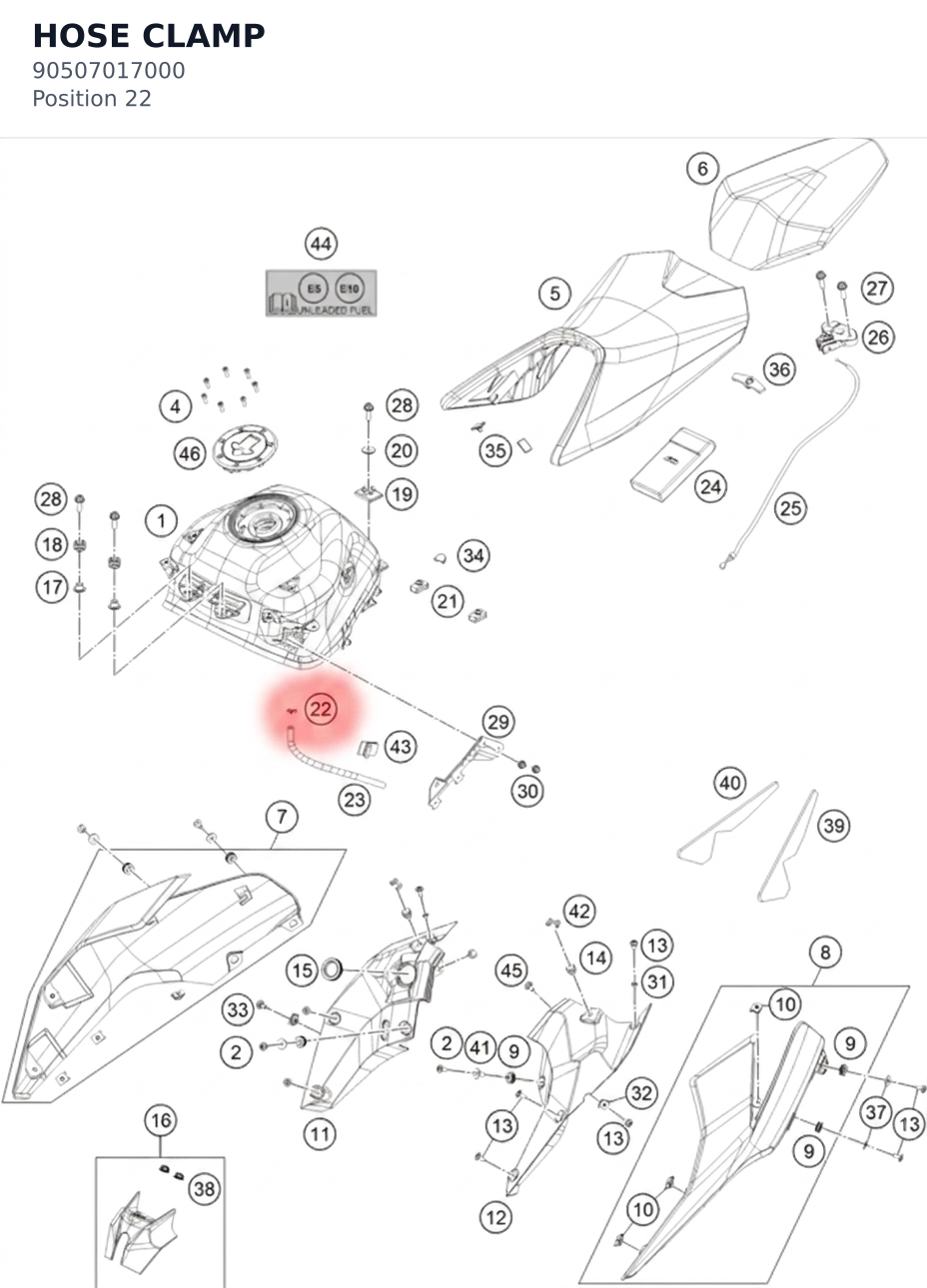 Diagram preview: HOSE CLAMP (90507017000)