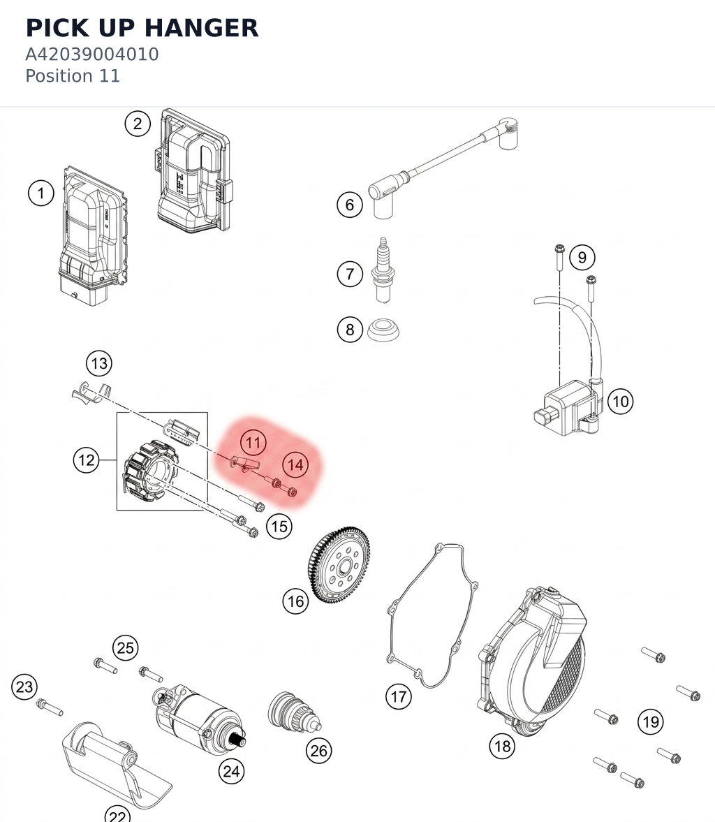 Diagram preview: PICK UP HANGER (A42039004010)