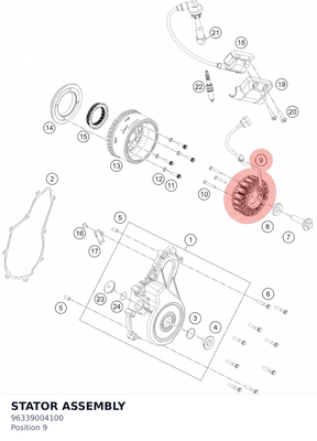 Diagram preview: STATOR ASSEMBLY (96339004100)