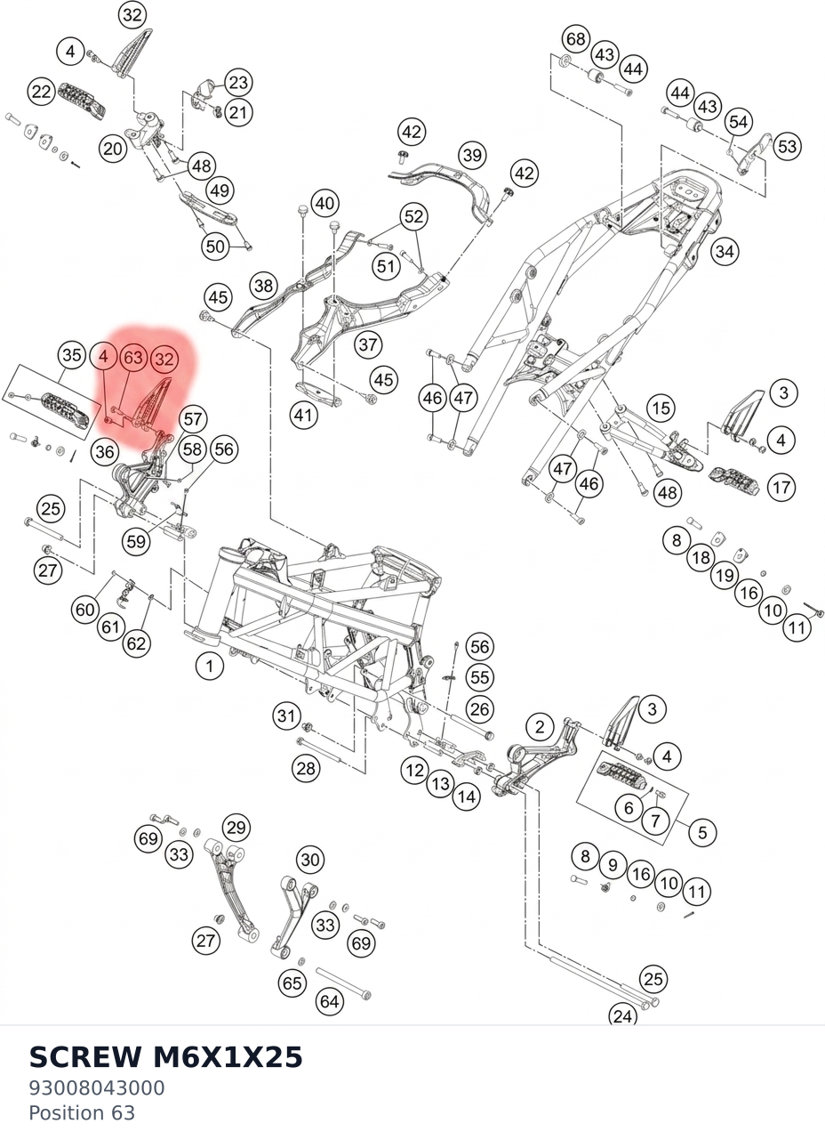 Diagram preview: SCREW M6X1X25 (93008043000)