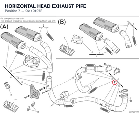 HORIZONTAL HEAD EXHAUST PIPE 96119107B diagram position