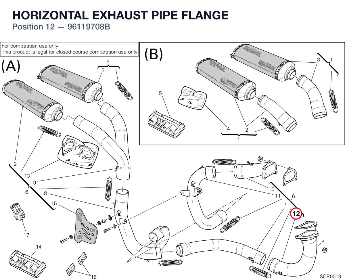 HORIZONTAL EXHAUST PIPE FLANGE 96119708B diagram position