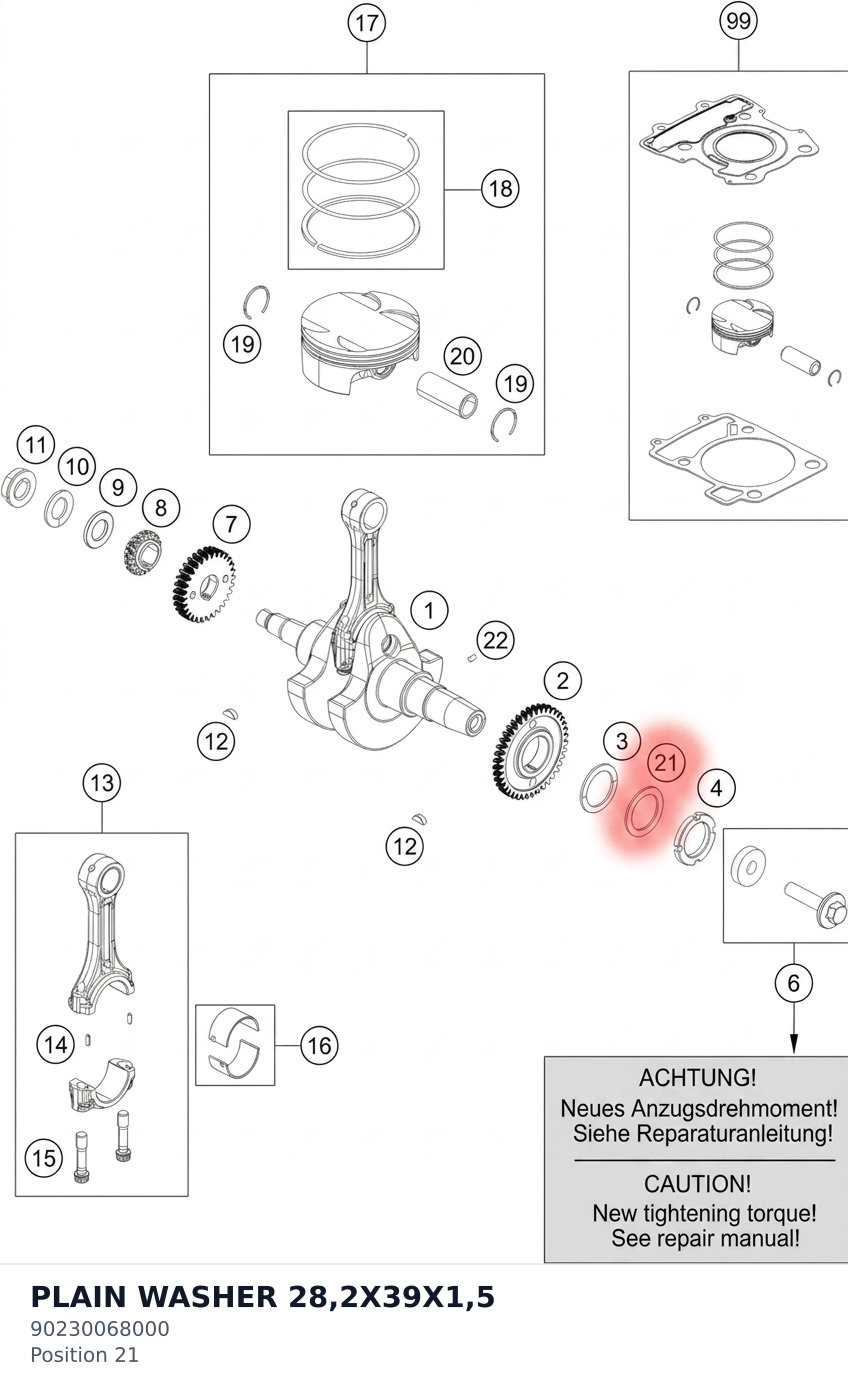 Diagram preview: PLAIN WASHER 28,2X39X1,5 (90230068000)