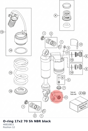 Diagram preview: O-ring 17x2 70 Sh NBR black (46810811)