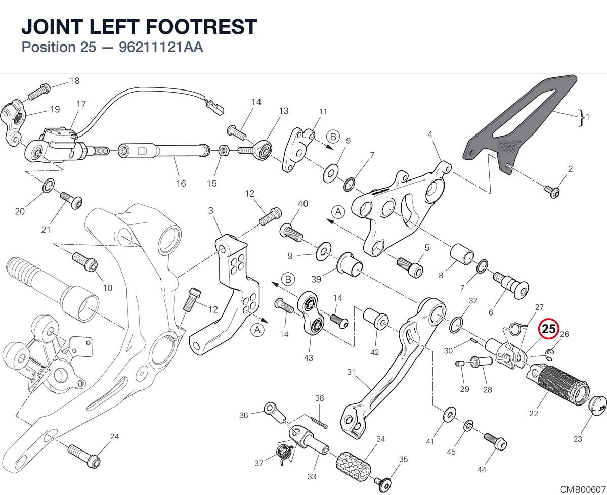 JOINT LEFT FOOTREST 96211121AA diagram position