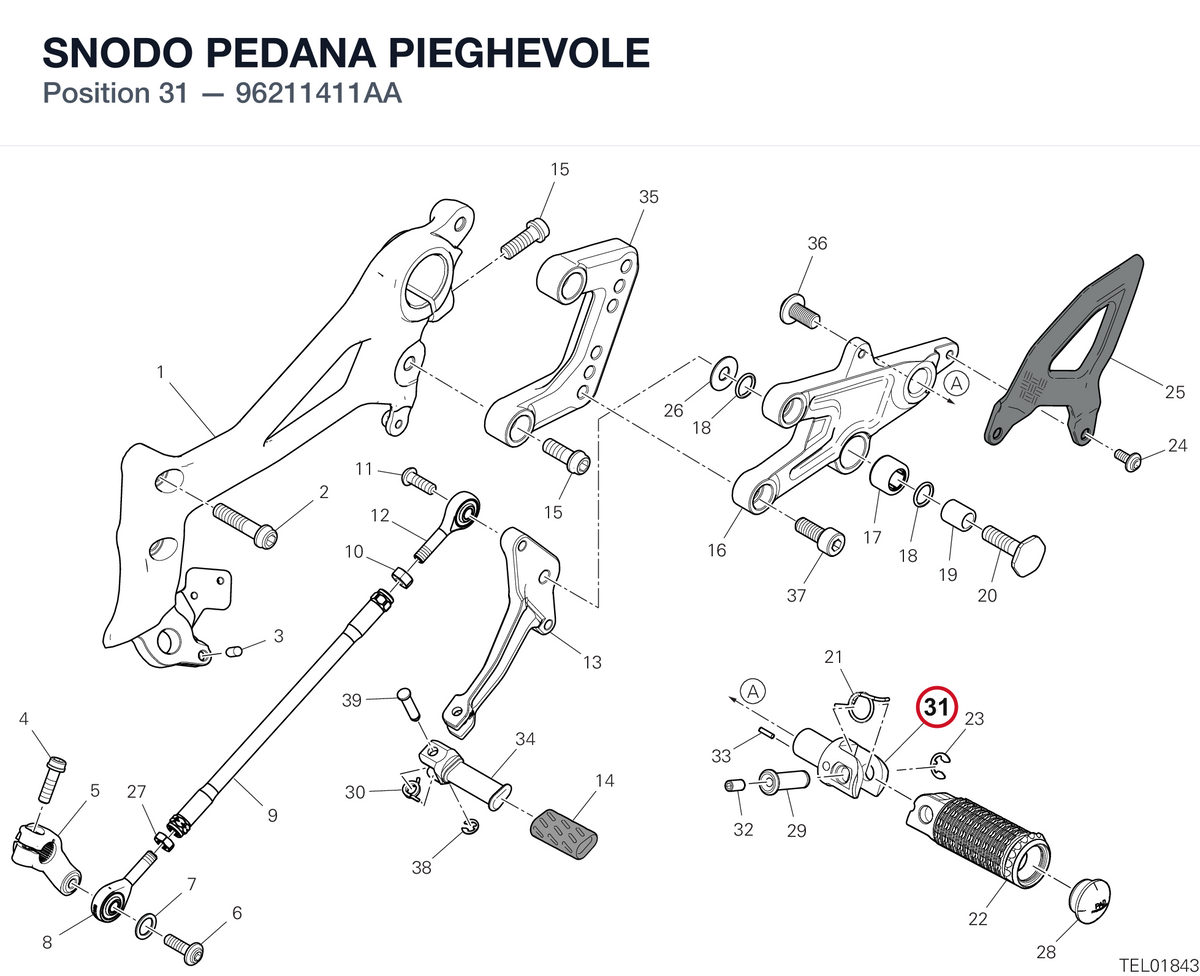SNODO PEDANA PIEGHEVOLE 96211411AA diagram position