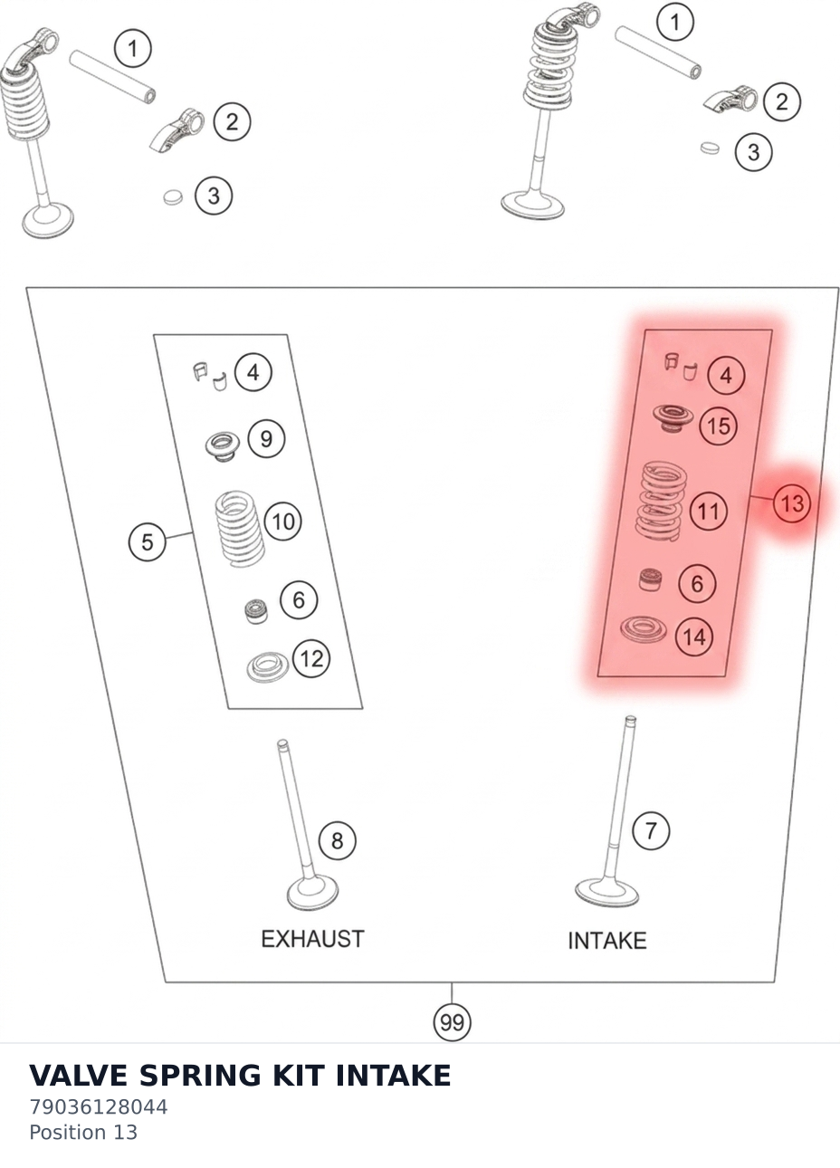 Diagram preview: VALVE SPRING KIT INTAKE (79036128044)