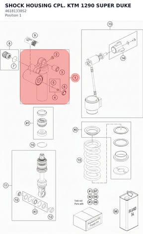 Diagram preview: SHOCK HOUSING CPL. KTM 1290 SUPER DUKE (46181338S2)