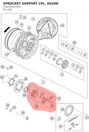 Diagram preview: SPROCKET SUPPORT CPL. SILVER (7501005004491)