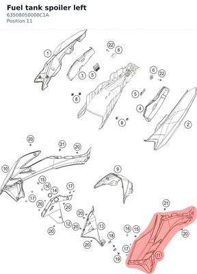 Diagram preview: Fuel tank spoiler left (63508050000C1A)