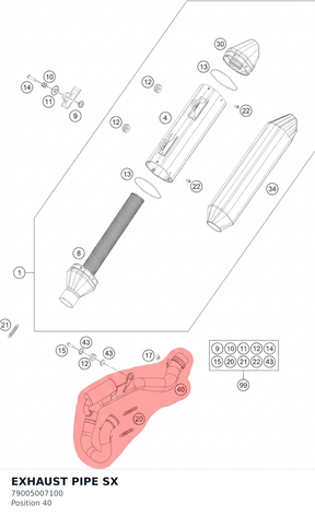 Diagram preview: EXHAUST PIPE SX (79005007100)