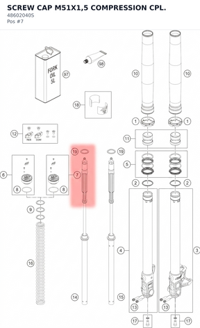 Diagram preview: SCREW CAP M51X1,5 COMPRESSION CPL. (48602040S)