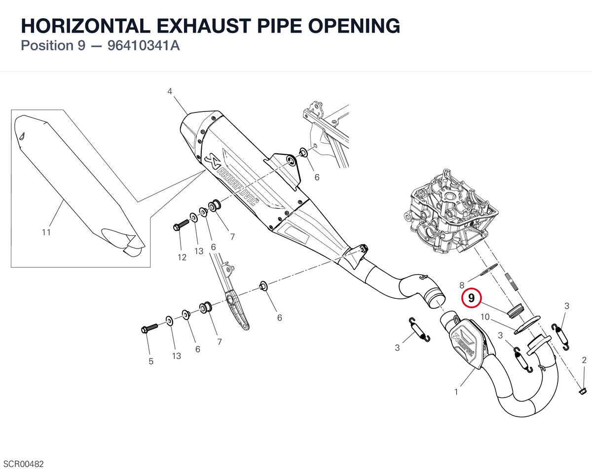HORIZONTAL EXHAUST PIPE OPENING 96410341A diagram position