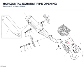 HORIZONTAL EXHAUST PIPE OPENING 96410341A diagram position